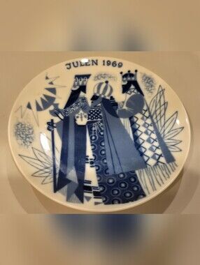 Porsgrund 3 Wise Men Christmas Blue & White 'Julen 1969' Decorative Plate